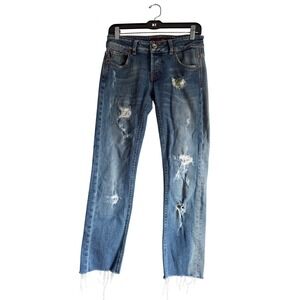 LTB 1948 Distressed Jeans Womens 26 Medium Wash Button Fly Raw Hem Denim